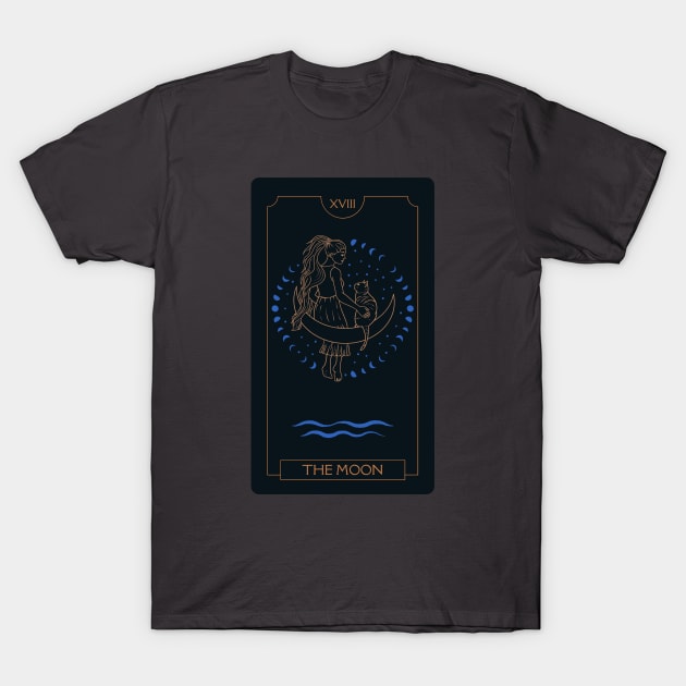 Cat Tarot Card Design - The Moon T-Shirt by pawsitronic